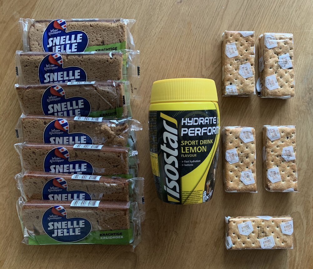 Mijn eten en drinken voorraad voor deze rit
