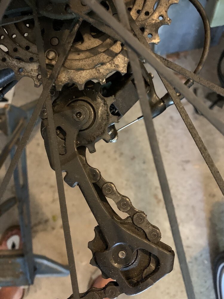 Vuile achterderailleur
