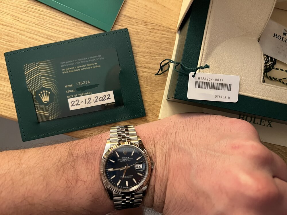 Het vieren van het jaar '22 met een Rolex DateJust 36 gekocht op 22 december (ik heb een ding met cijfers, denk ik)