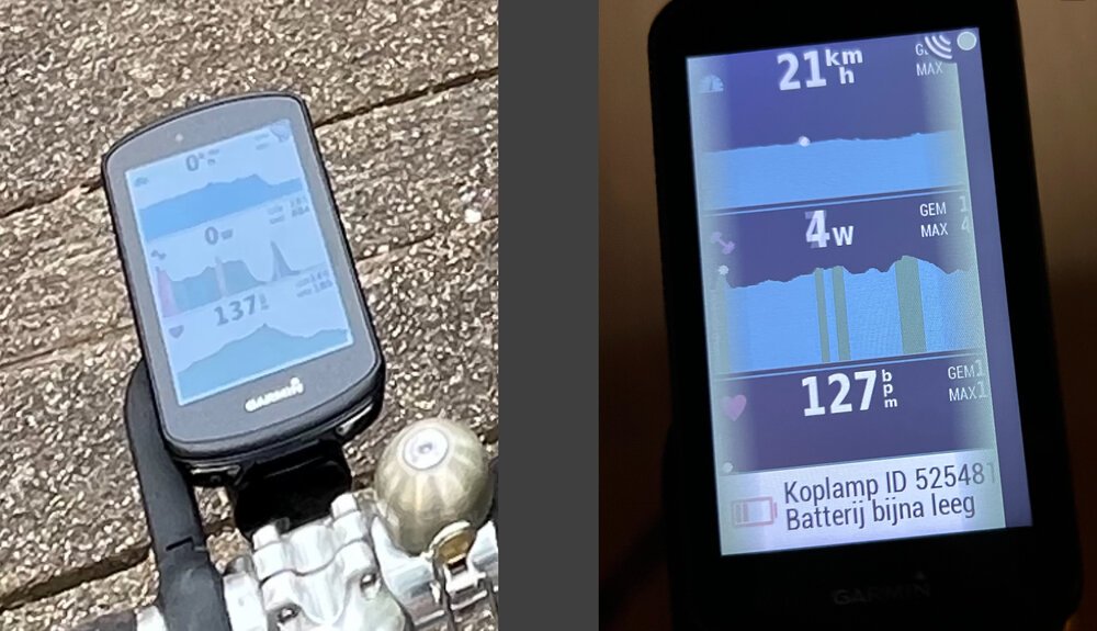 Ik heb mijn Garmin Edge data layout als inspiratie gebruikt bij het ontwerpen van de layout van mijn app wanneer deze gebruikt wordt als gemonteerde fietscomputer